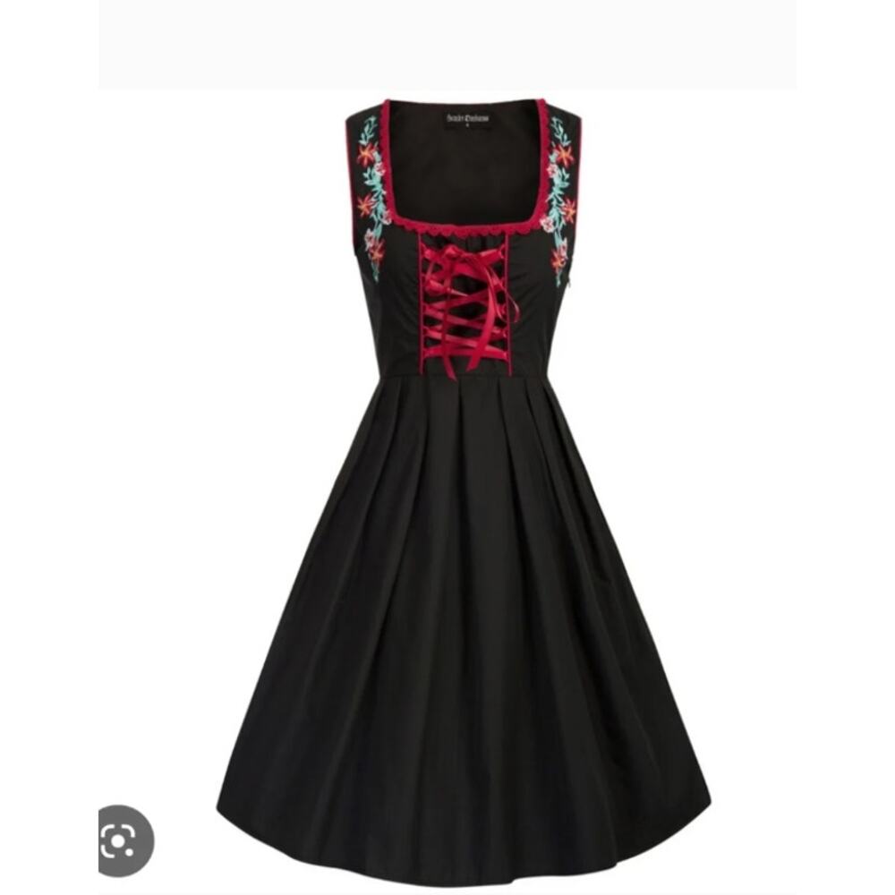 Scarlett Darkness Womens Octoberfest Dress  Plus Size 2X Black Embroidery NEW